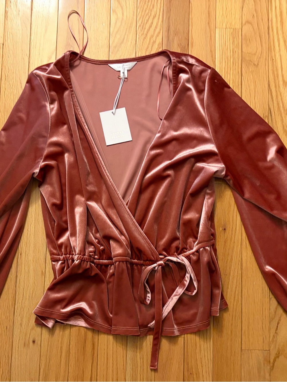 Velvet Wrap Blouse in Dark Rose pink